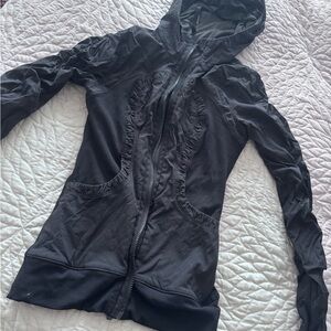 lululemon athletica Black Hooded Utility Jacket reversible (grey inside)